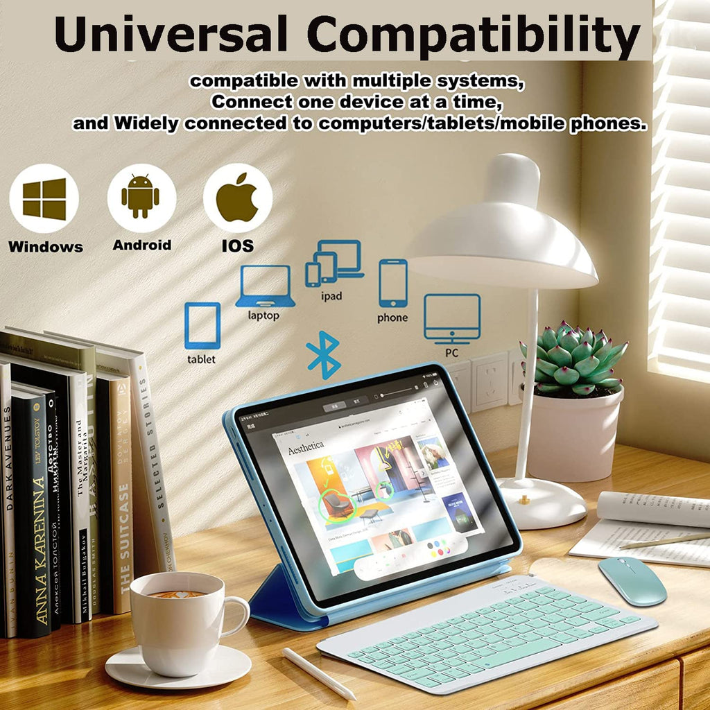 Bluetooth Wireless Keyboard and Mouse Combo – Ultra-Slim, Ergonomic, Rechargeable Keyboard & Mouse Set (with USB) (Random color-Pack of 1 Set)