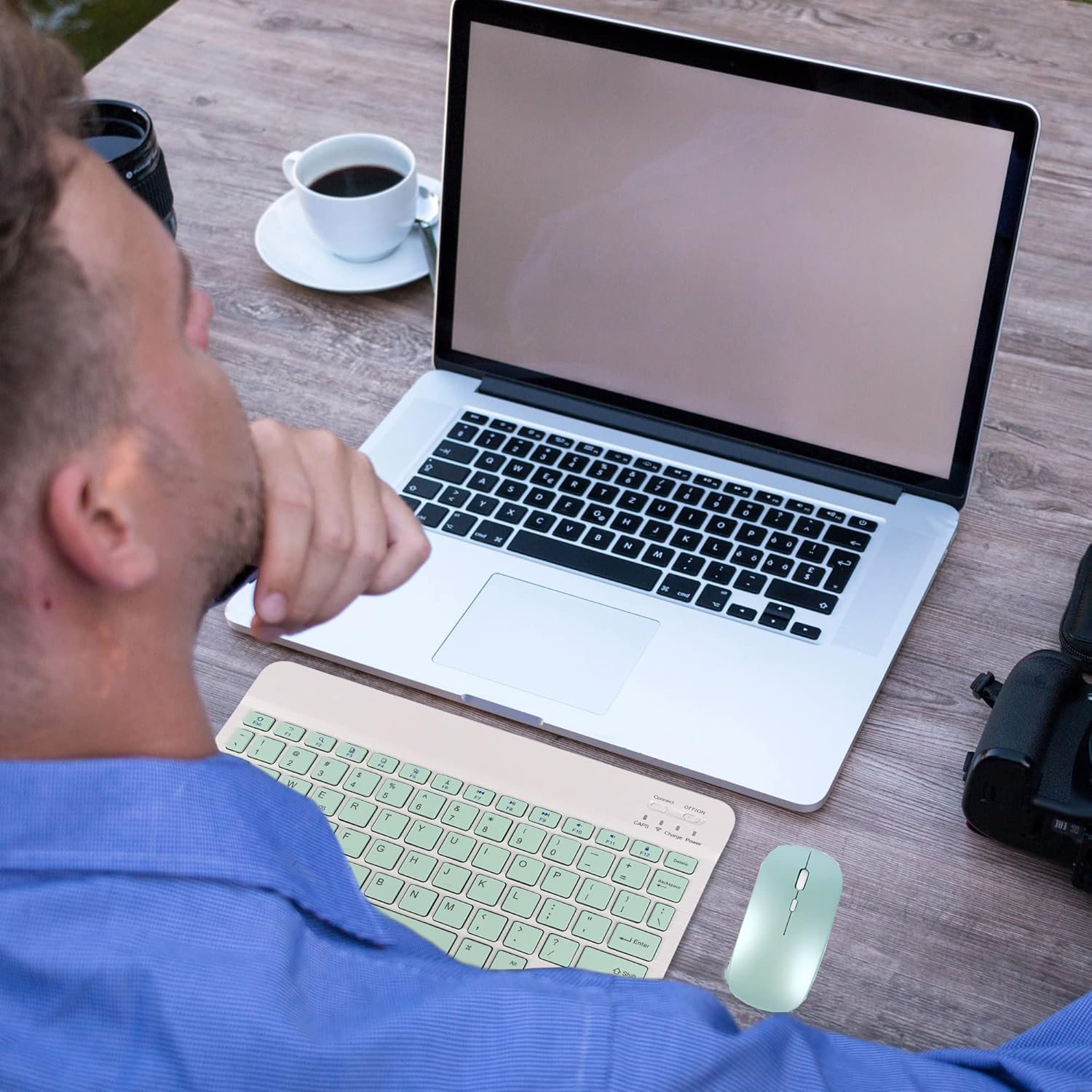 Bluetooth Wireless Keyboard and Mouse Combo – Ultra-Slim, Ergonomic, Rechargeable Keyboard & Mouse Set (with USB) (Random color-Pack of 1 Set)