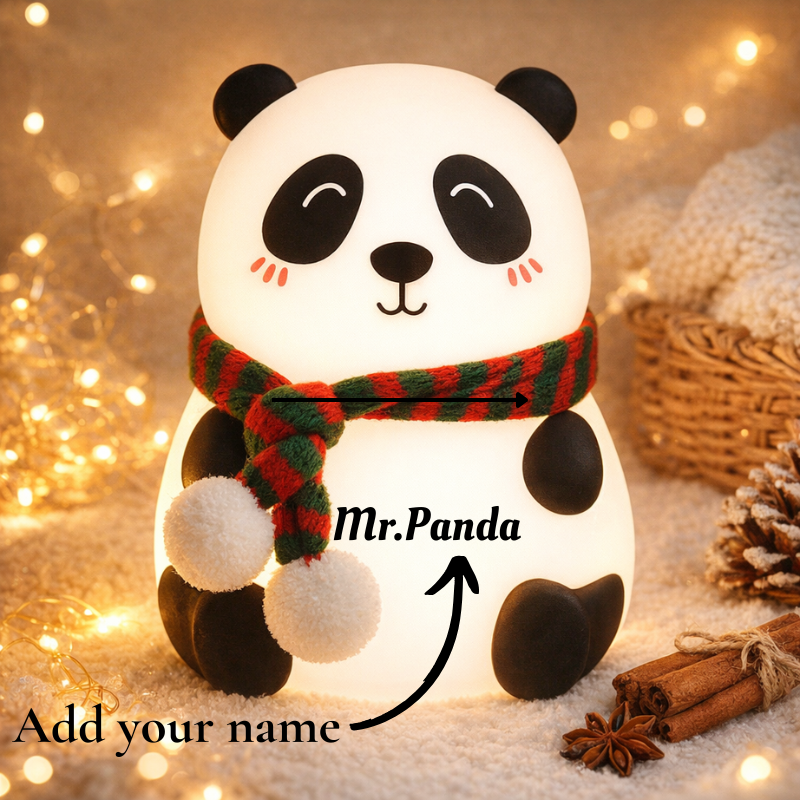 Customized Name Print Rechargeable Panda Silicone Night Light – 7-Color Changing Cute LED Lamp
