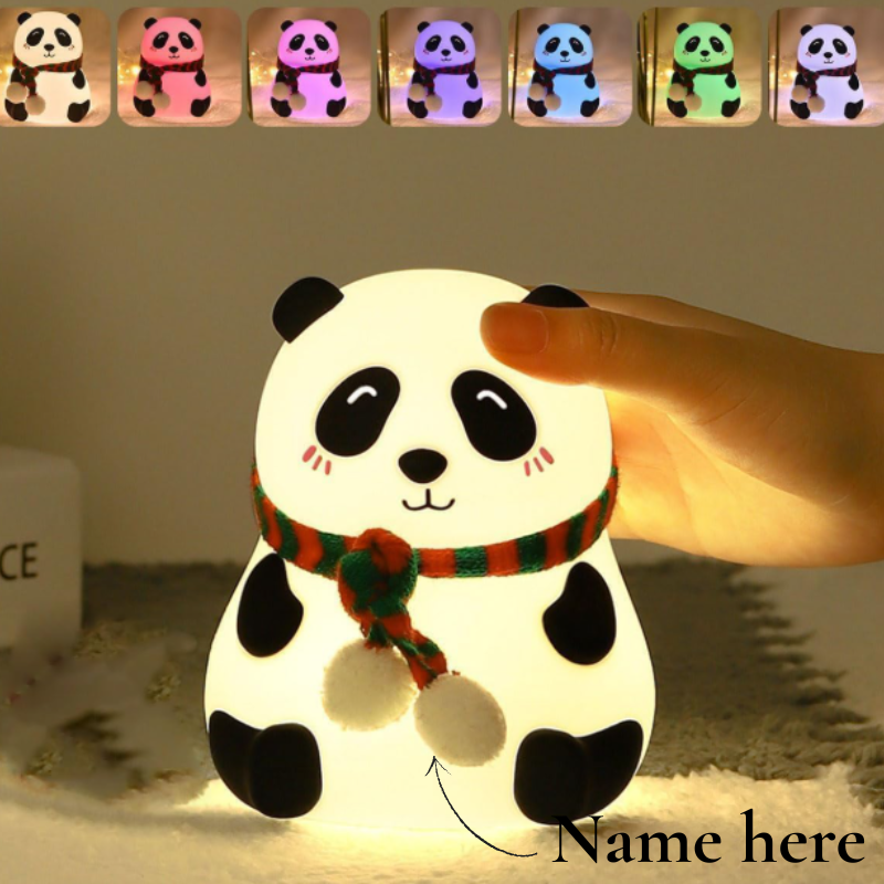 Customized Name Print Rechargeable Panda Silicone Night Light – 7-Color Changing Cute LED Lamp