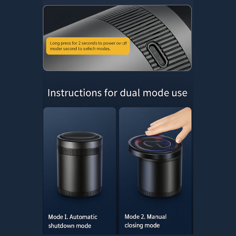 Automatic Ashtray with LED Blue Light – Smokeless, Lid-Smell Proof for Car, Office & Home (Pack of 1)