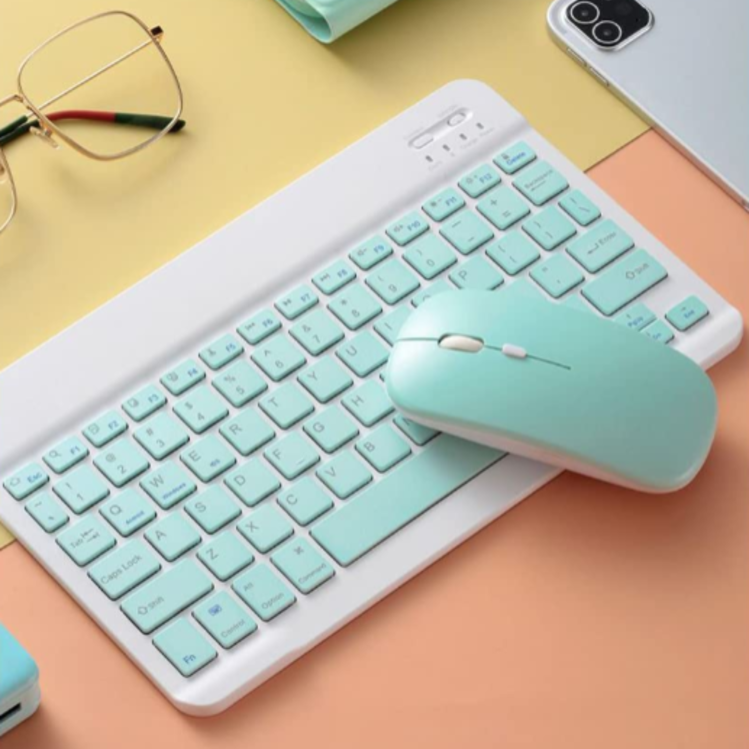 Bluetooth Wireless Keyboard and Mouse Combo – Ultra-Slim, Ergonomic, Rechargeable Keyboard & Mouse Set (with USB) (Random color-Pack of 1 Set)