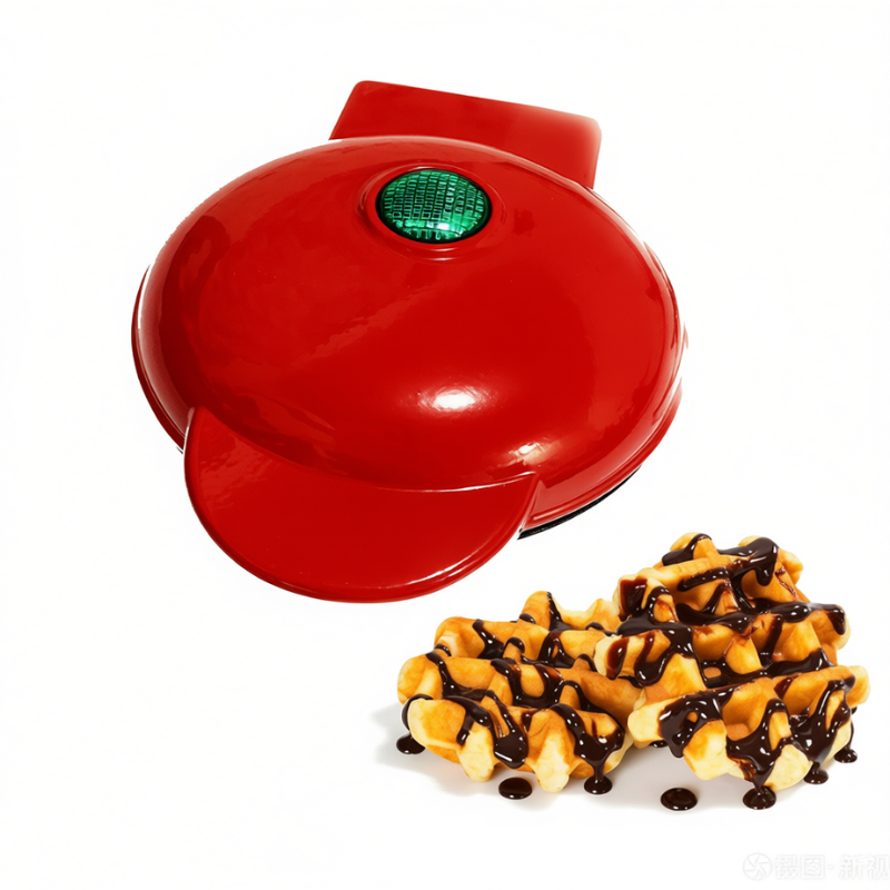Mini Waffle Maker – Portable Electric Round Waffle Grill Machine for Pancakes, Cookies, Eggs, Paninis & Hash Browns (Red Color- 350W)