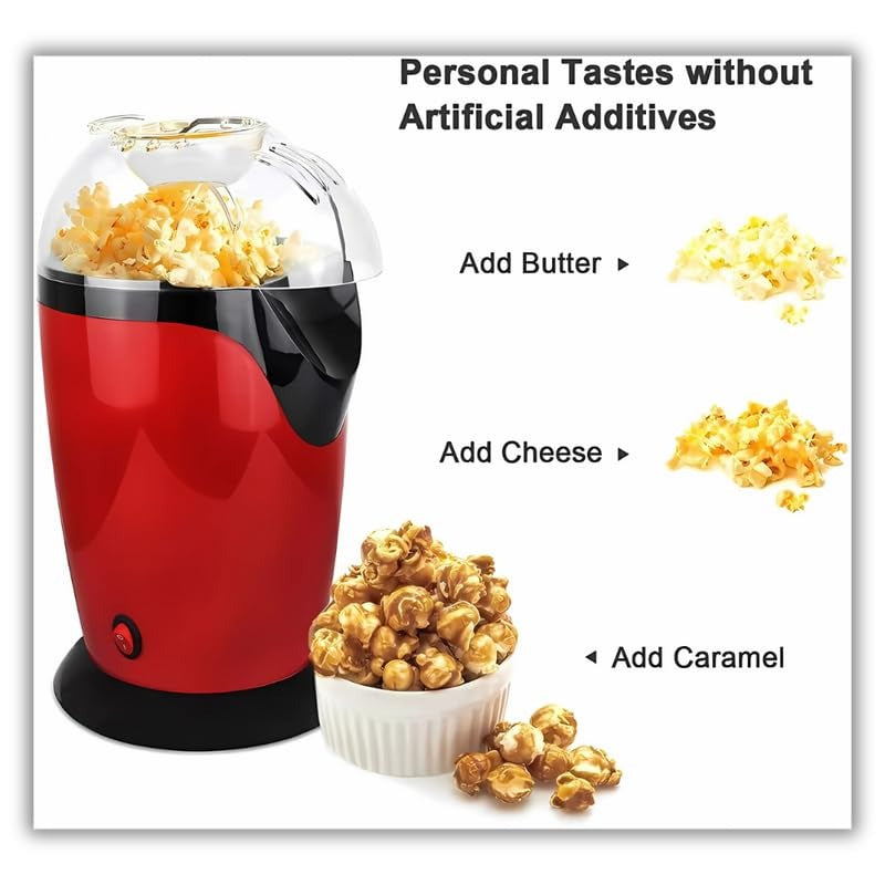 Electric Hot Air Popcorn Maker Machine – Oil-Free, One-Touch Operation, Fast & Healthy Snack Maker for Home Movie Nights